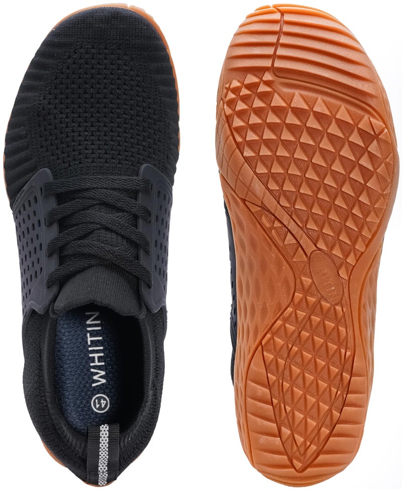 WHITIN Men's Trail Running Shoes Minimalist Barefoot 5 Five Fingers Wide Width Size 12.5 Toe Box Gym Workout Fitness Low Zero Drop Male Yoga Zumba Comfortable Pilates Heel Black Gum 46 - Image 4